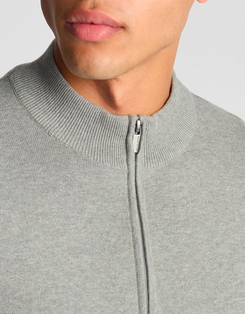 crew neck sweater 1/4 zip GREY