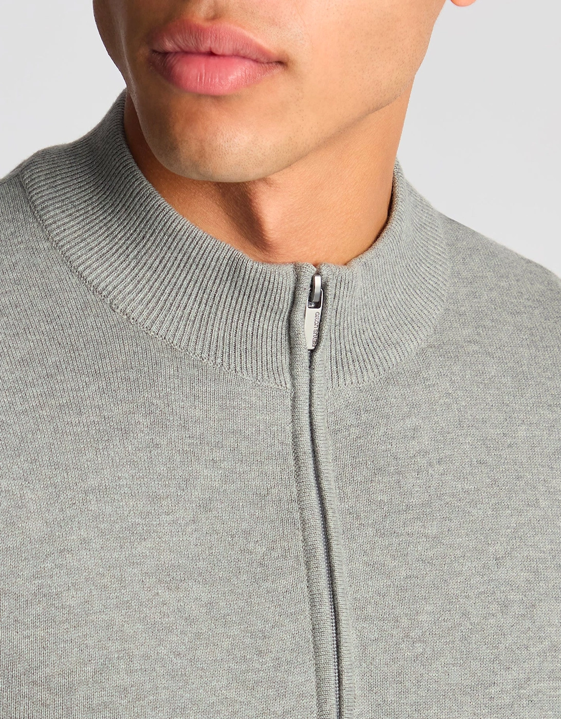 crew neck sweater 1/4 zip GREY