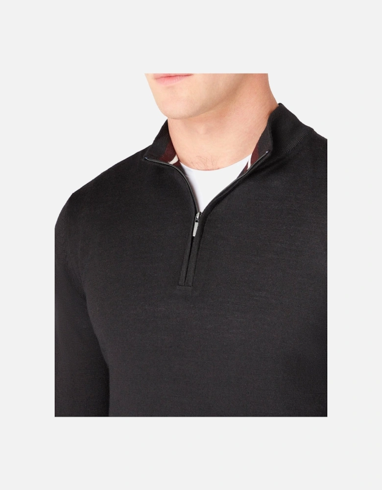 Long Sleeve Half Zip Sweater Merino Blend Black