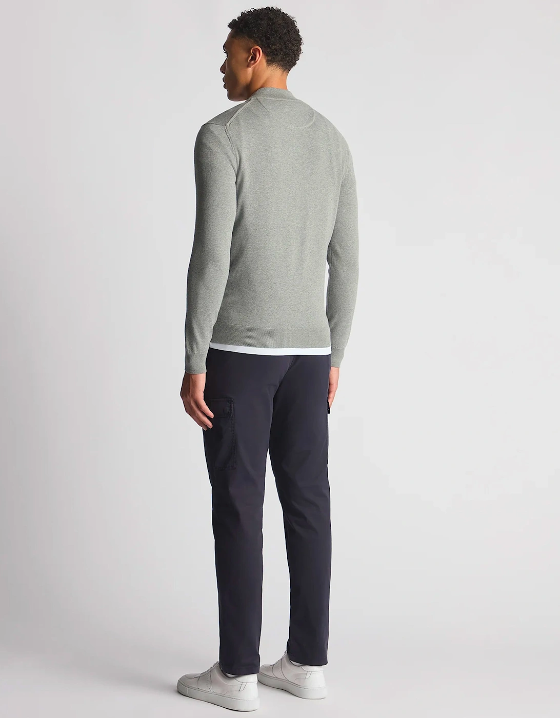 crew neck sweater 1/4 zip GREY