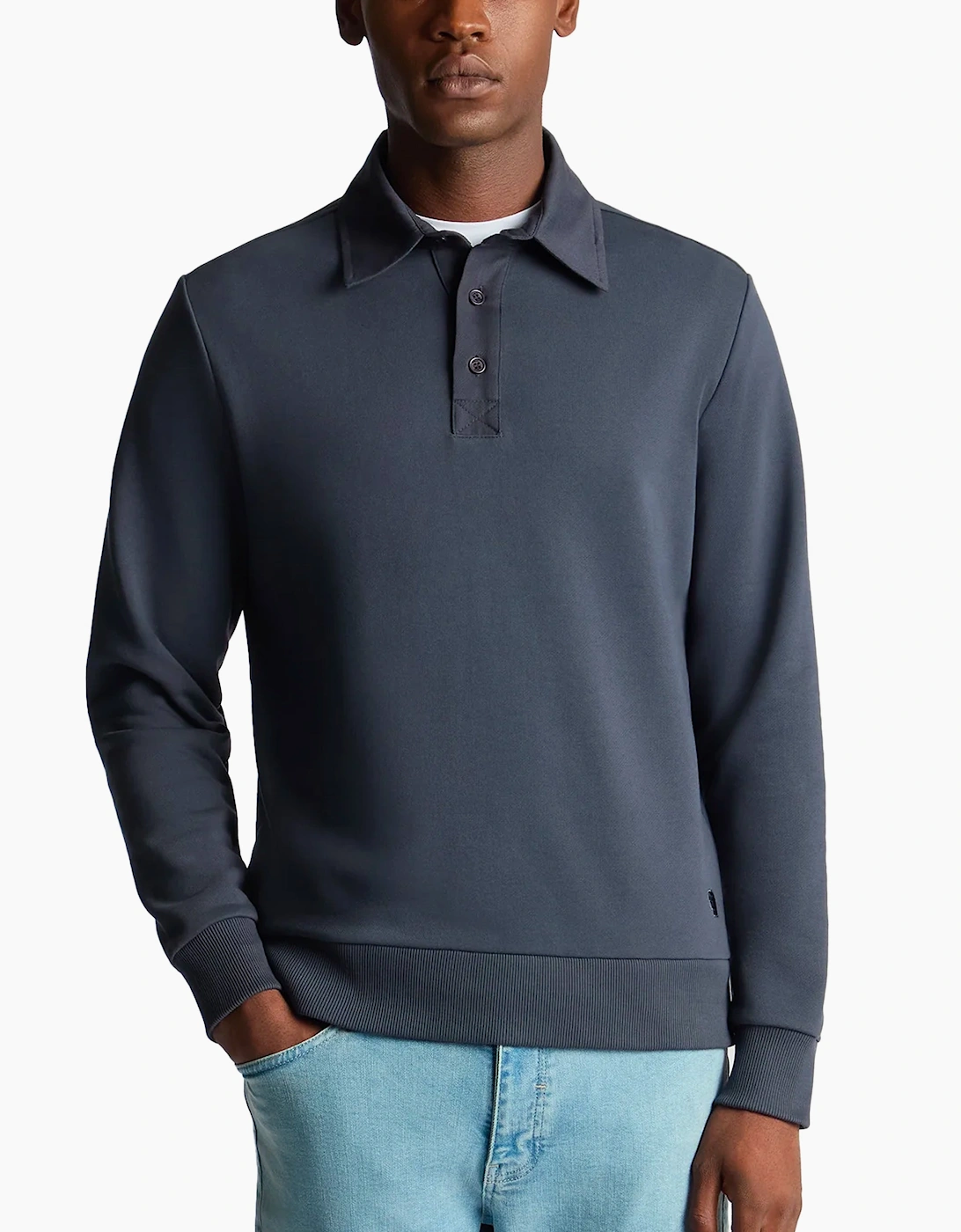 Remus Uomo Men's Remus Uomo Long Sleeve Polo Shirt Navy