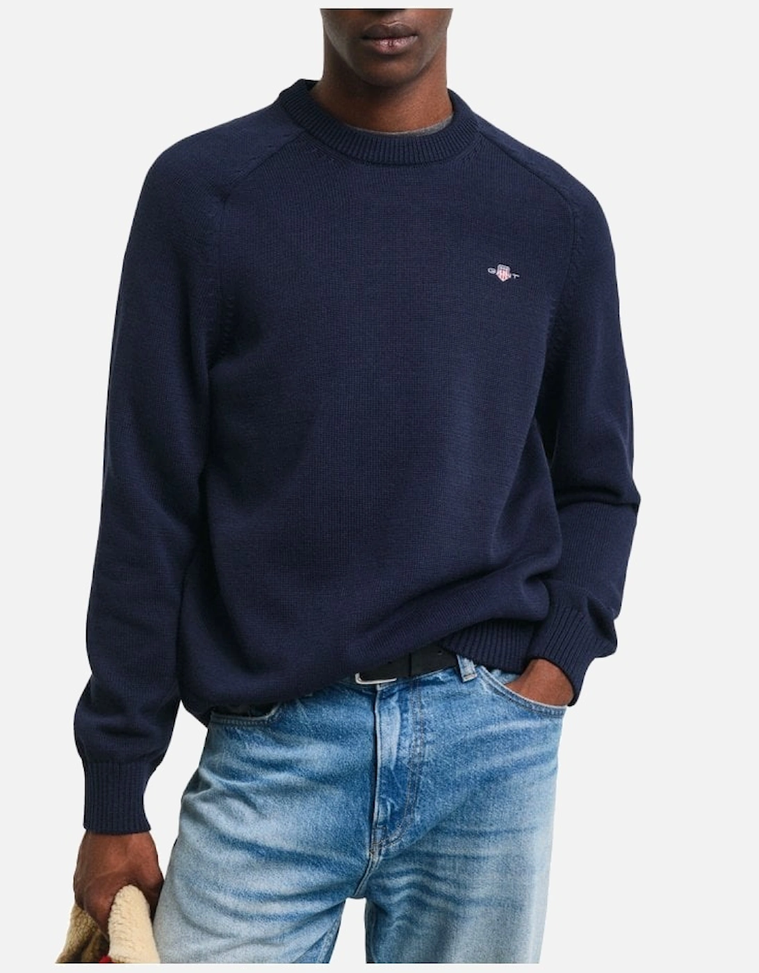 Casual Cotton Saddle C Neck Jumper Evening Blue, 3 of 2