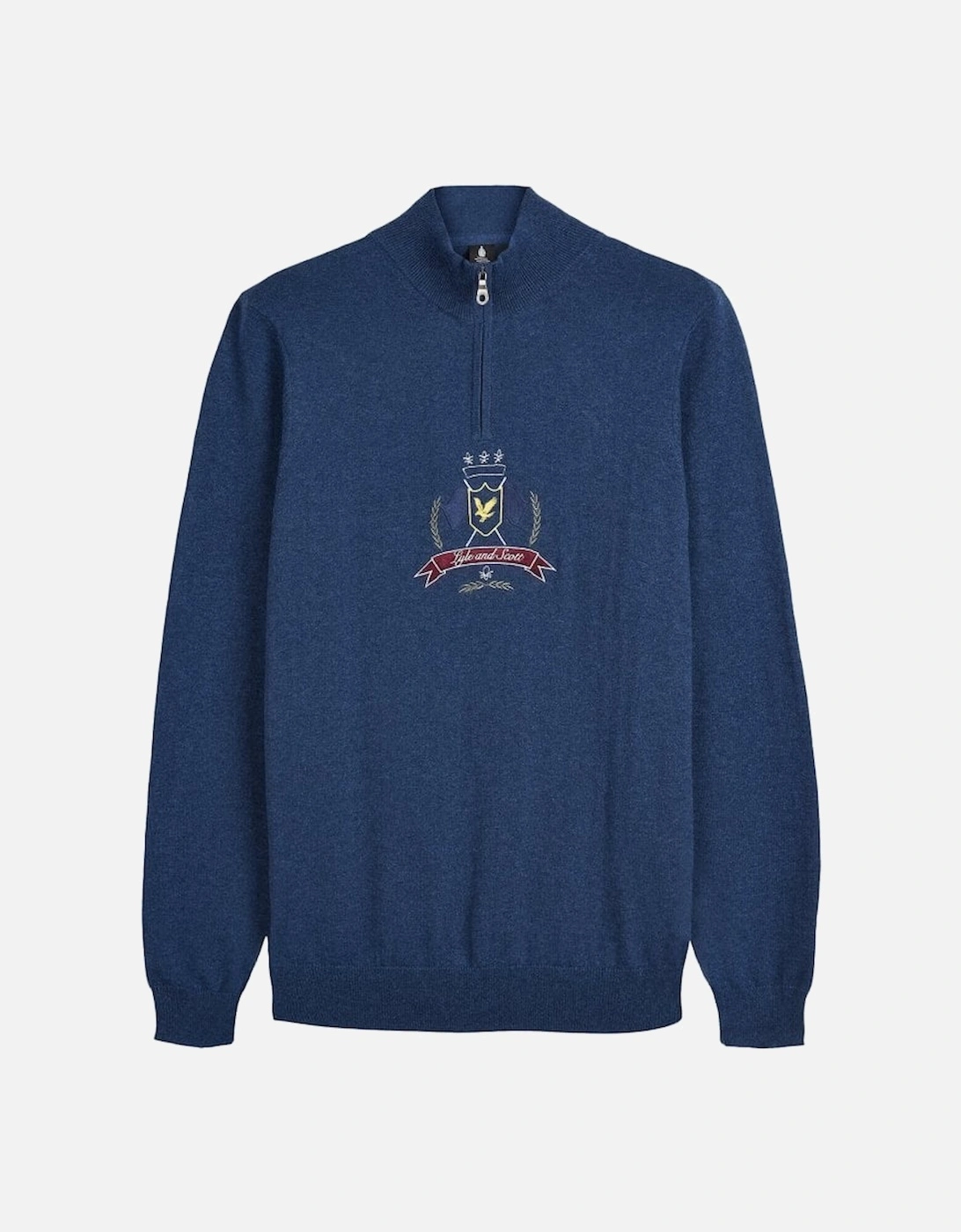 Lyle & Scott Crest 1/4 Zip Knitted Jumper Dark Navy Marl, 2 of 1