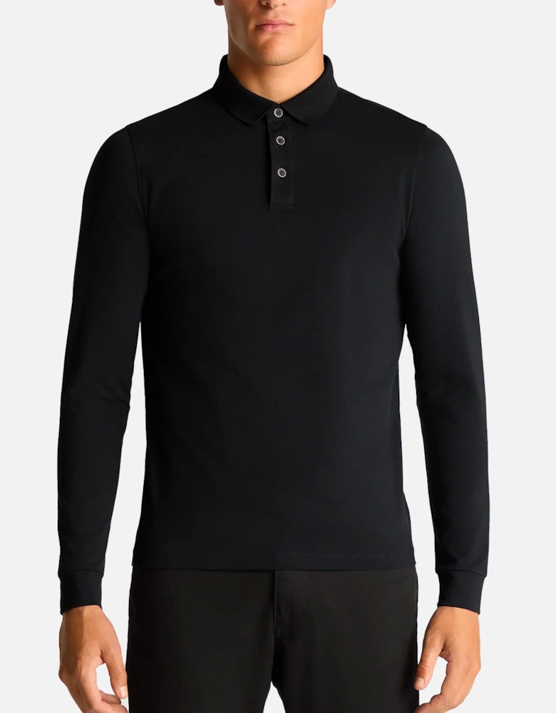 Long sleeve polo shirt Black