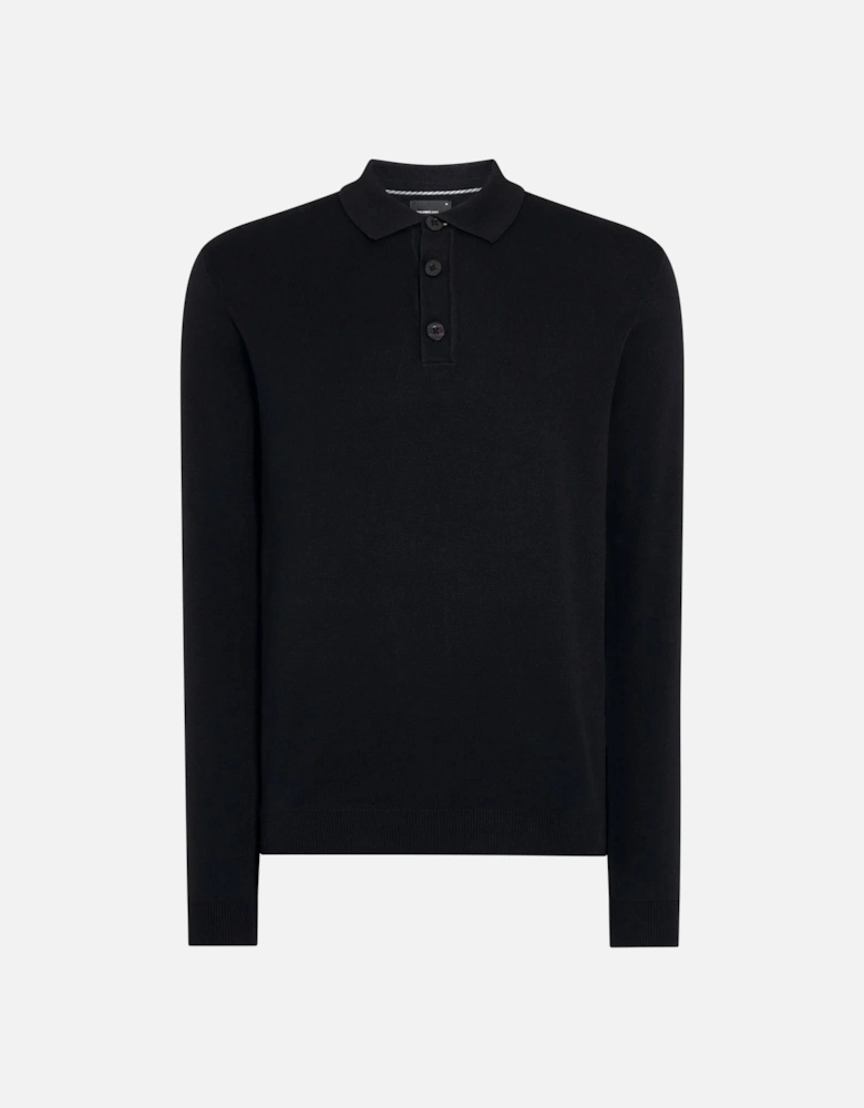 Long Sleeve Polo Sweater Black