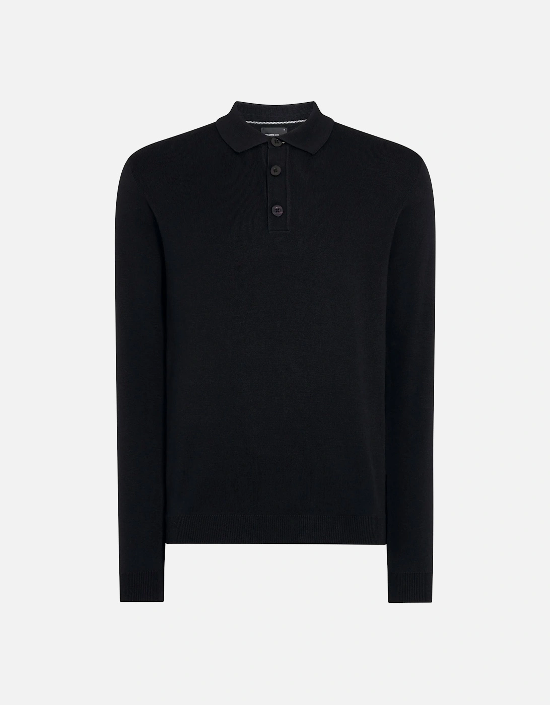 Long Sleeve Polo Sweater Black