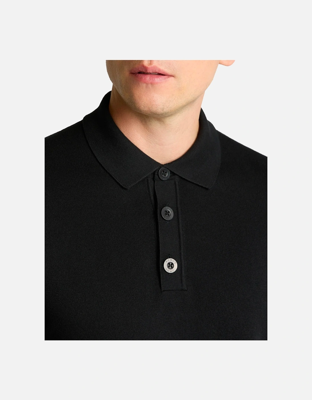 Long Sleeve Polo Sweater Black