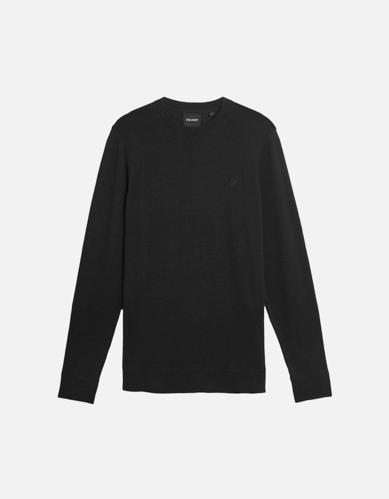 Lyle & Scott Tonal Superfine Crew Neck Jumper Jet Black