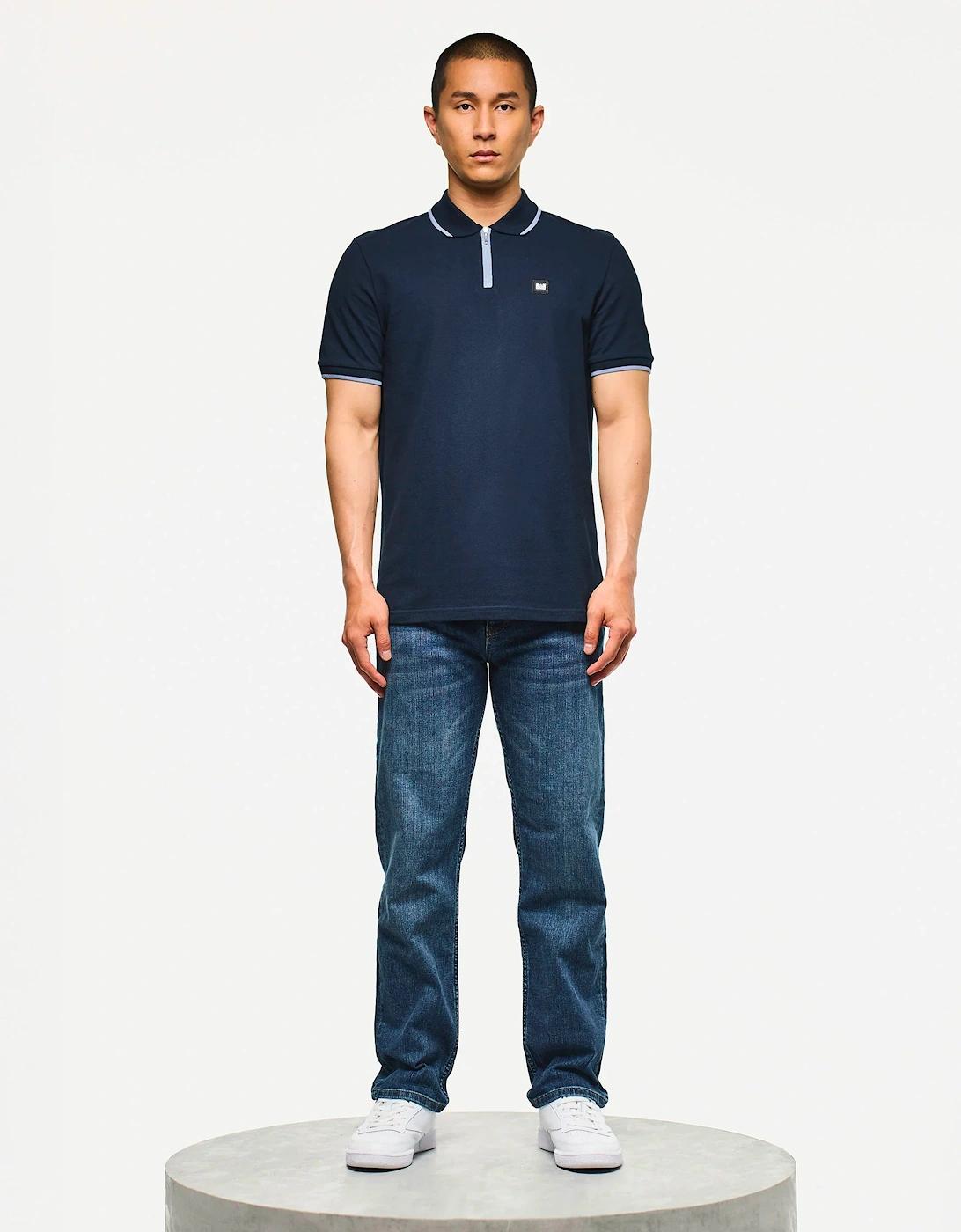 Monti Zip Polo With Parachute Det Navy/blue Shadow