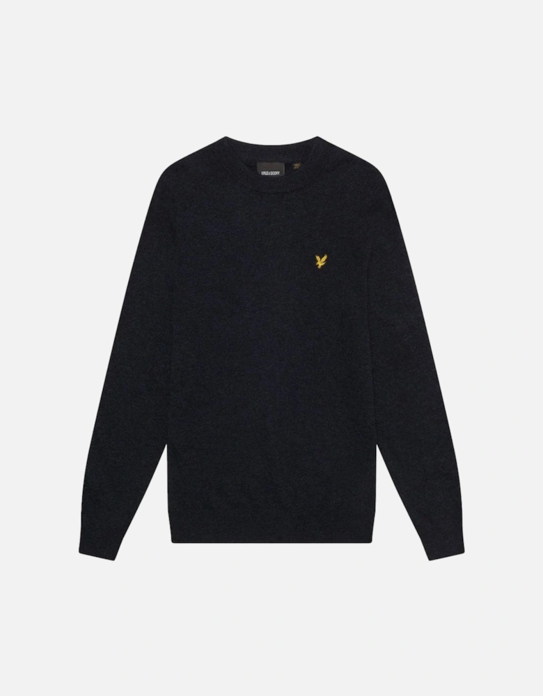Lyle & Scott Lambswool Blend Crew Neck Jumper Dark Navy Marl