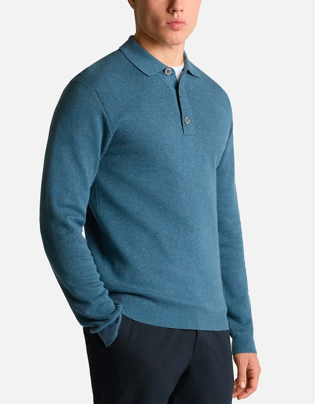 Long Sleeve Polo Sweater Slate Blue, 4 of 3