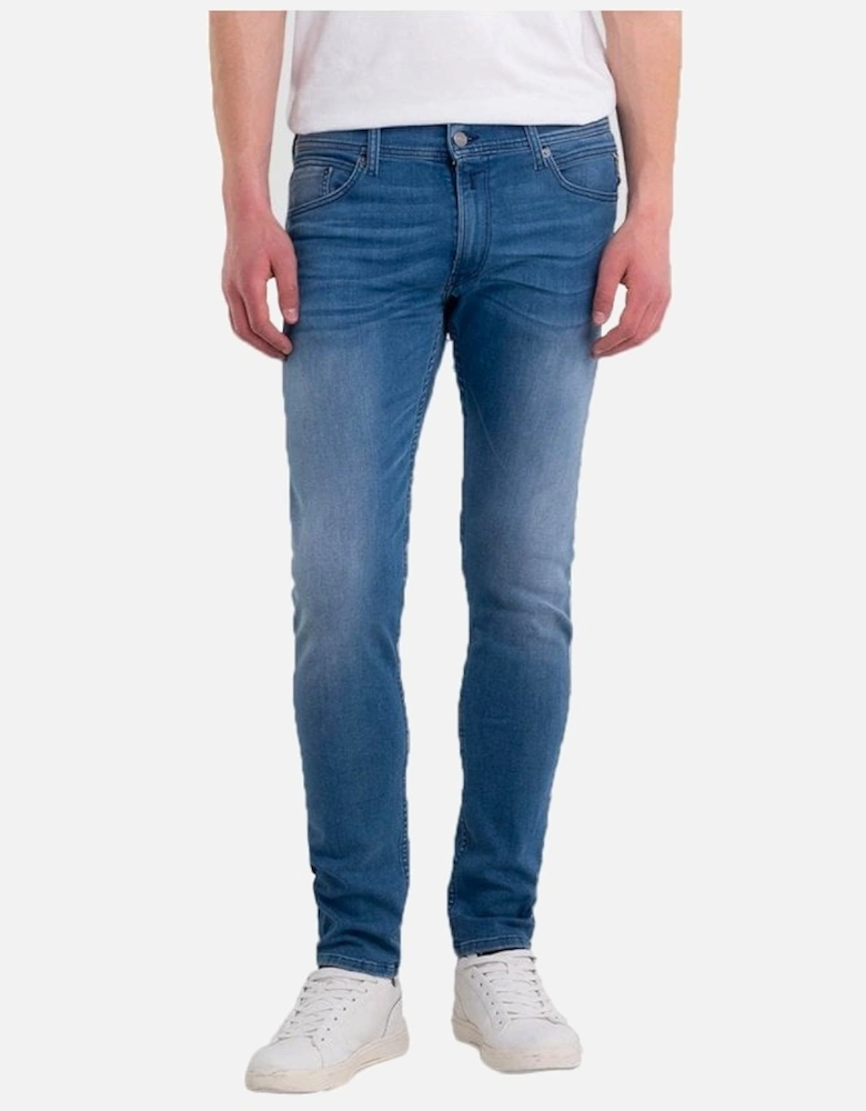 Anbass Mens Power Stretch Jeans Mid Blue 009