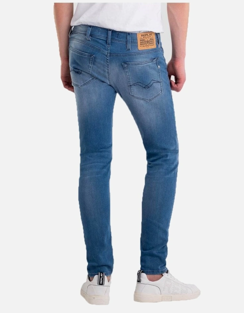 Anbass Mens Power Stretch Jeans Mid Blue 009