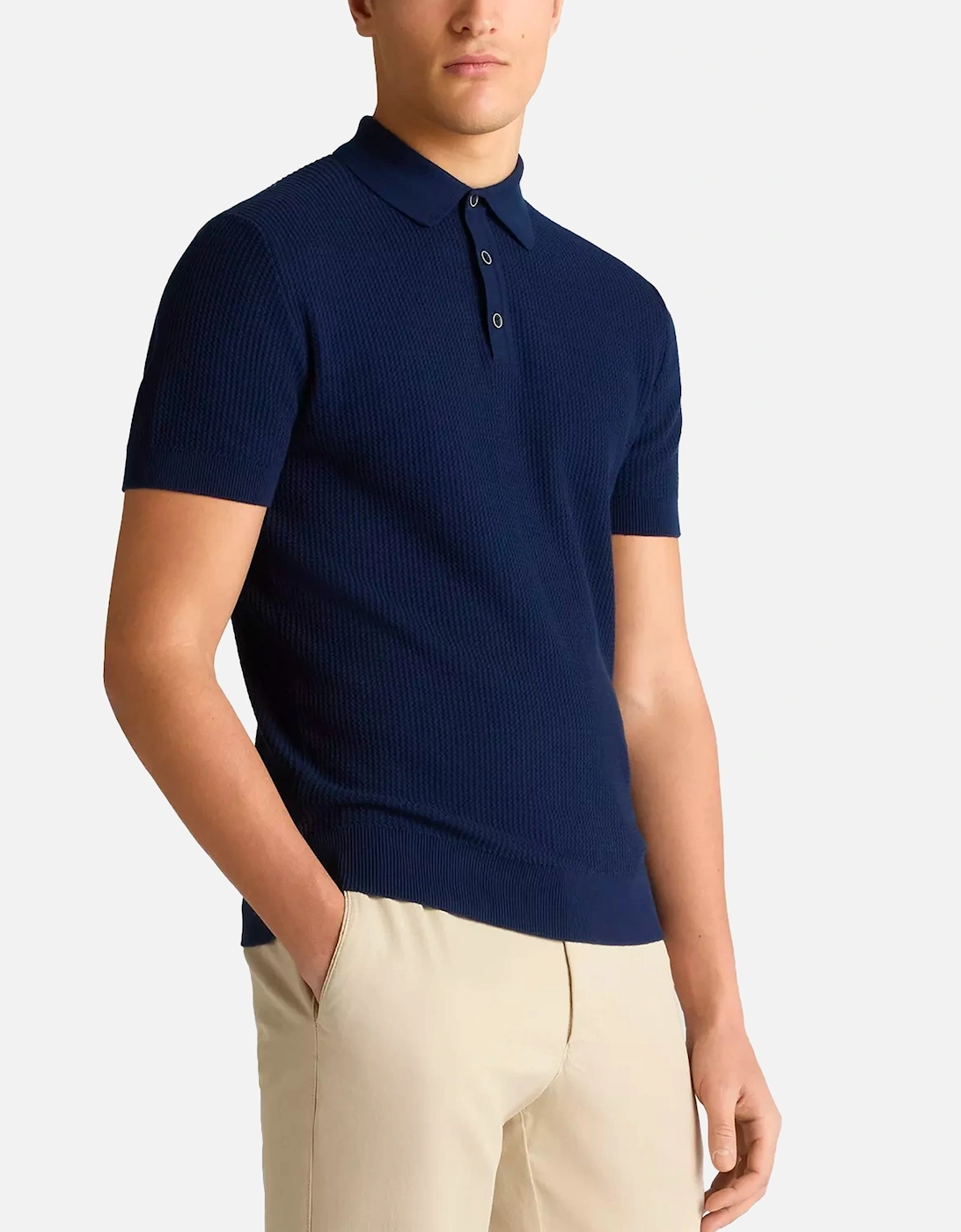 Short Sleeve Knit Polo Shirt Dark Blue, 4 of 3