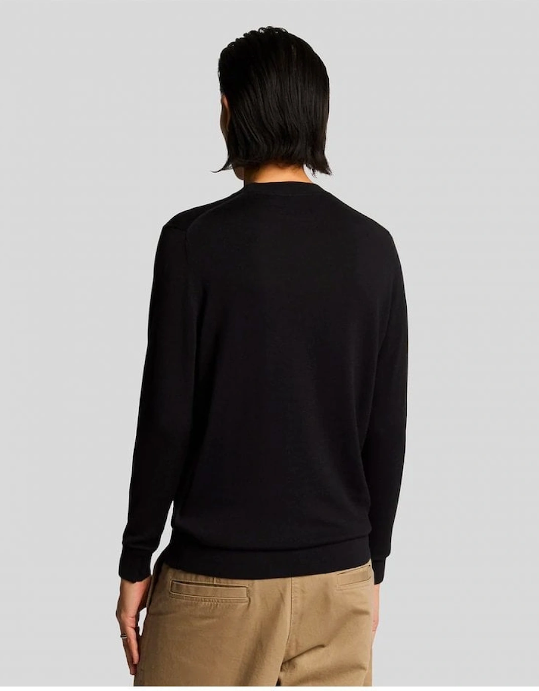 Lyle & Scott Tonal Superfine Crew Neck Jumper Jet Black