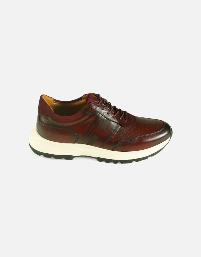 Paolo Smart Leather Sport Trainer Burgundy
