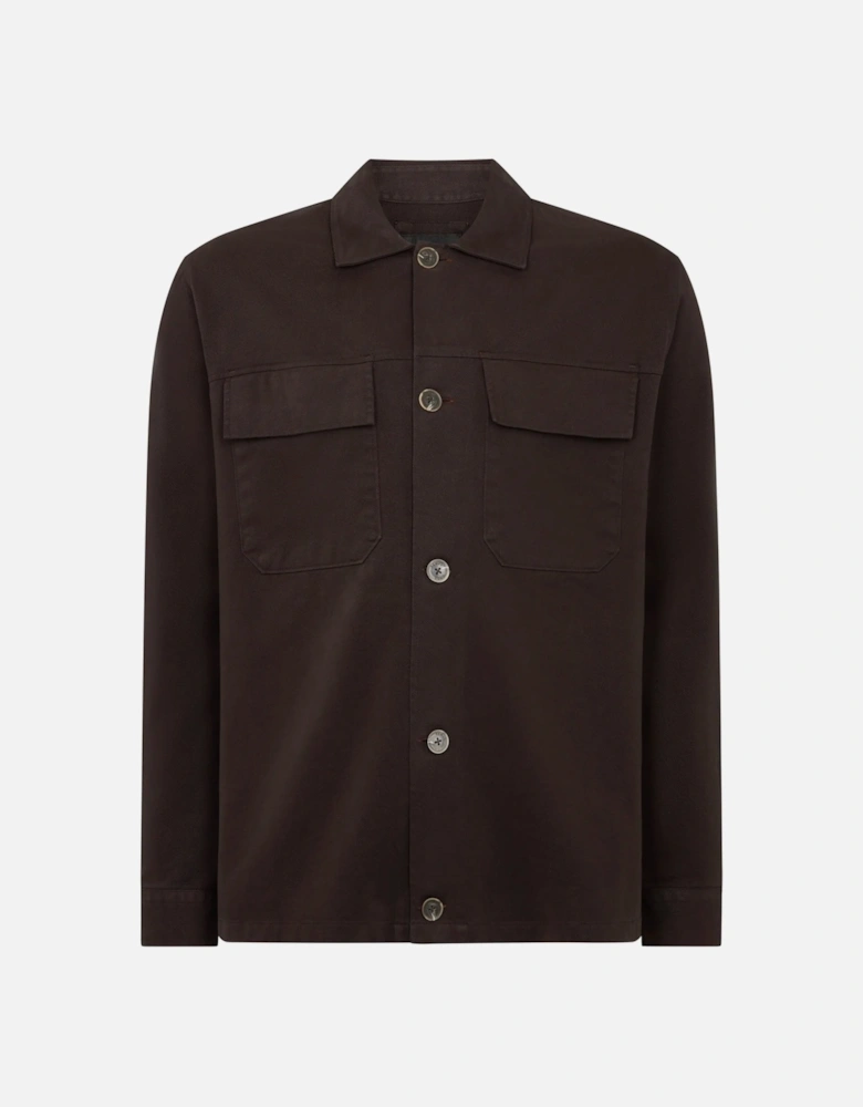 Regular Fit Double Pocket Shacket Chocolate
