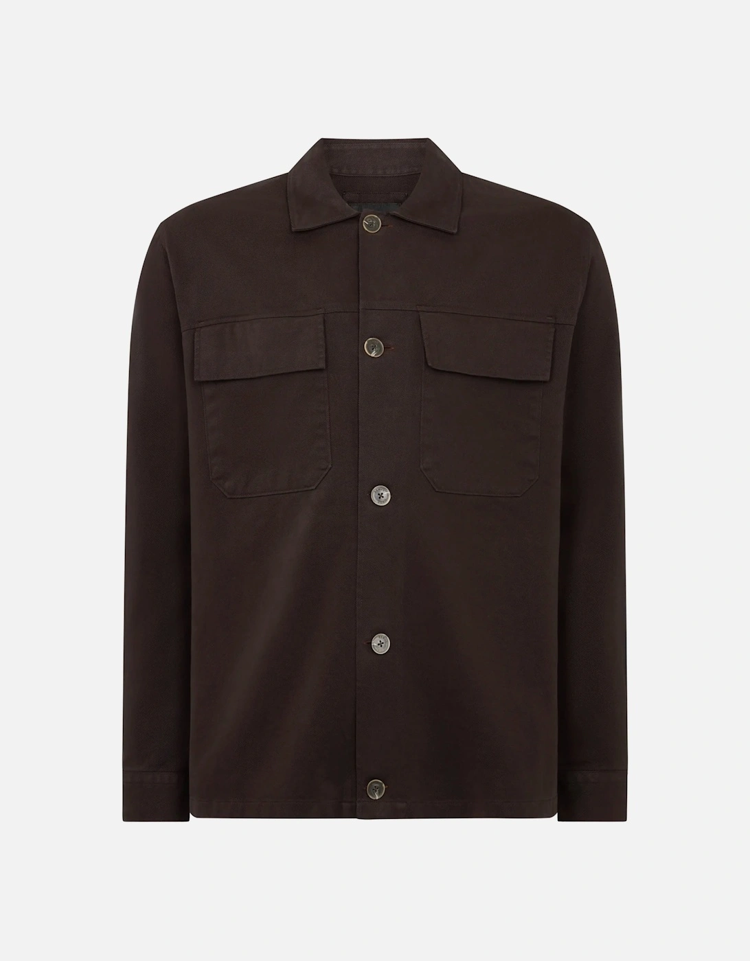 Regular Fit Double Pocket Shacket Chocolate