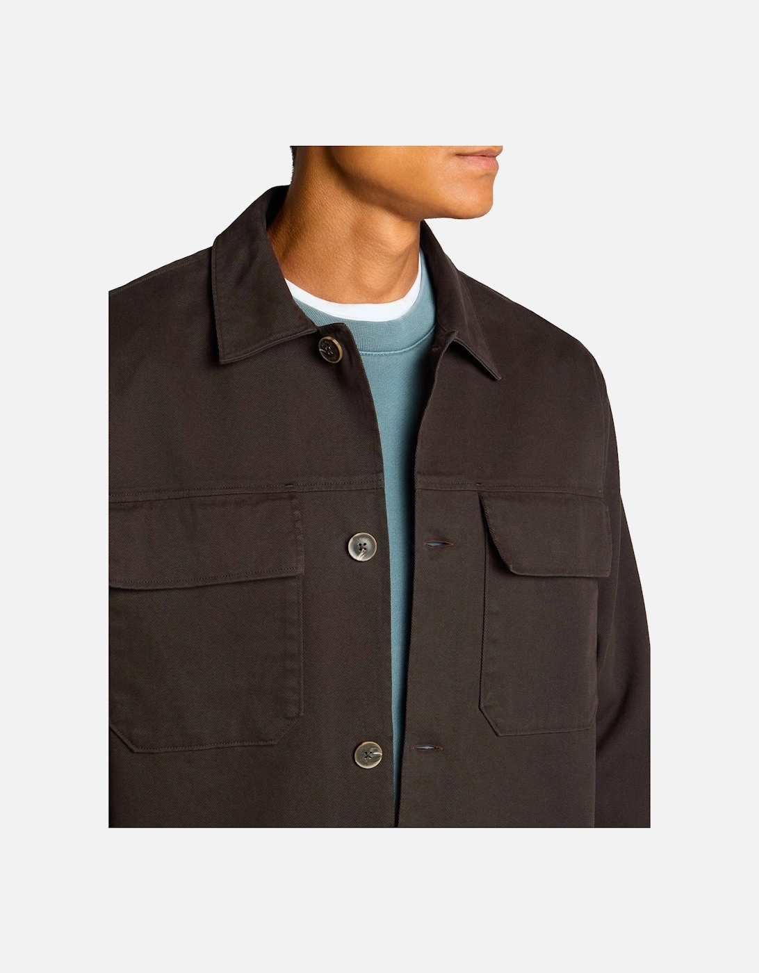 Regular Fit Double Pocket Shacket Chocolate