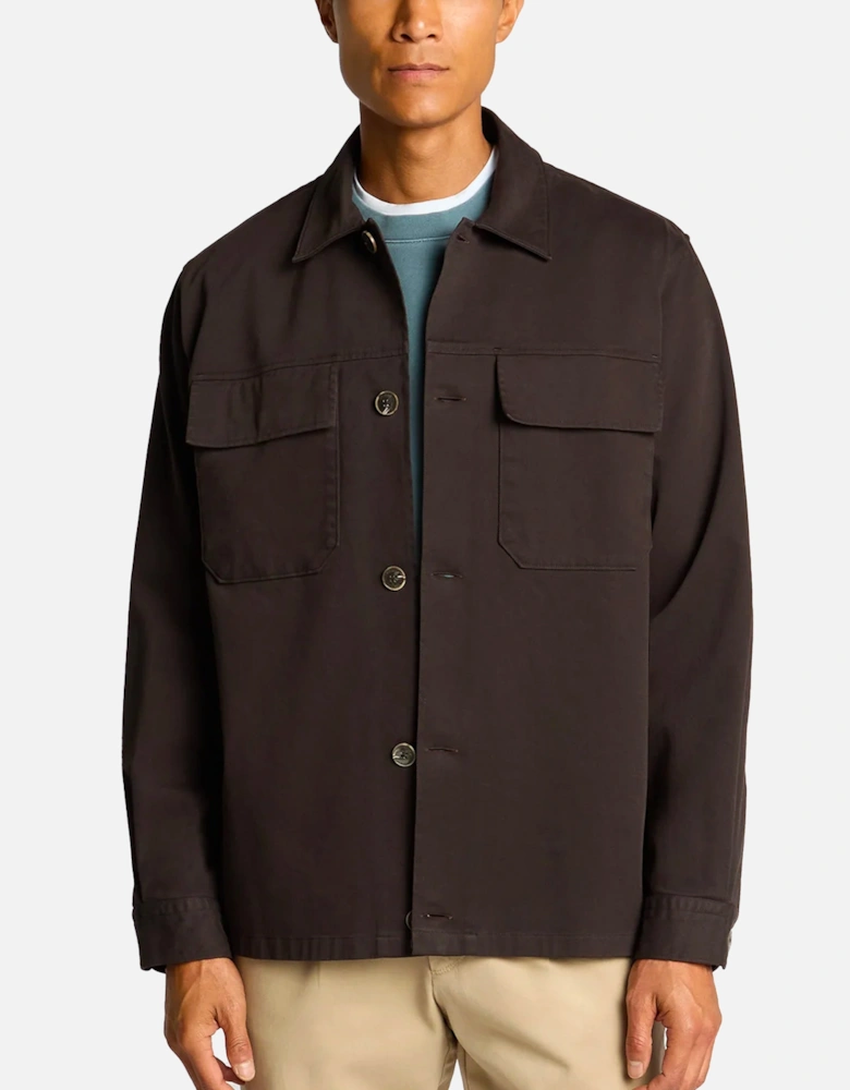 Regular Fit Double Pocket Shacket Chocolate