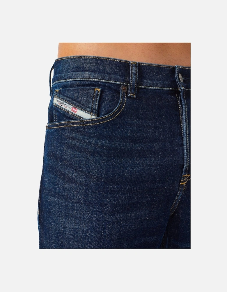 Mens Regular Fit Mid Waist Tapered Leg Jean Dark Blue 09b90