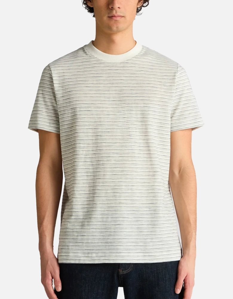 Cotton Stripe T-Shirt Stone/Navy