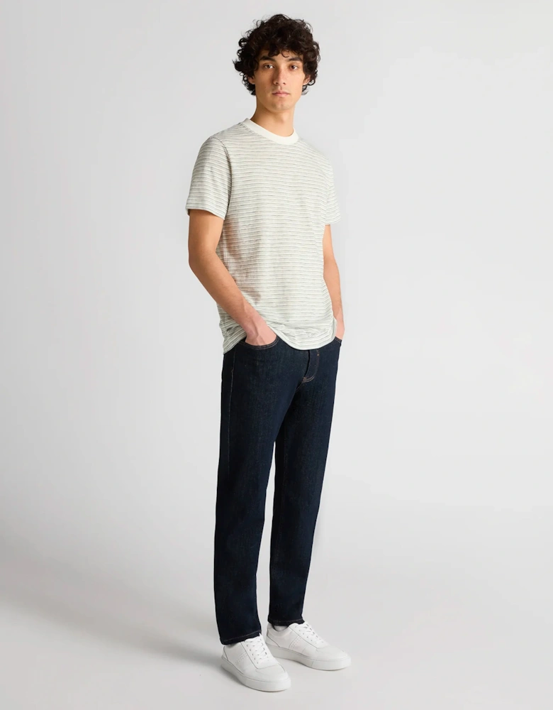 Cotton Stripe T-Shirt Stone/Navy