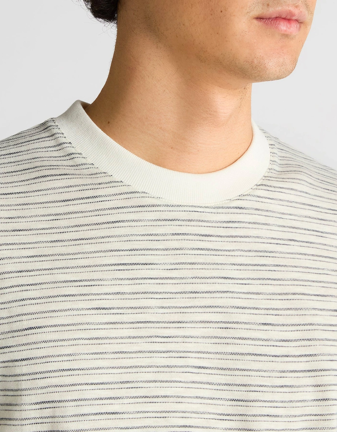 Cotton Stripe T-Shirt Stone/Navy