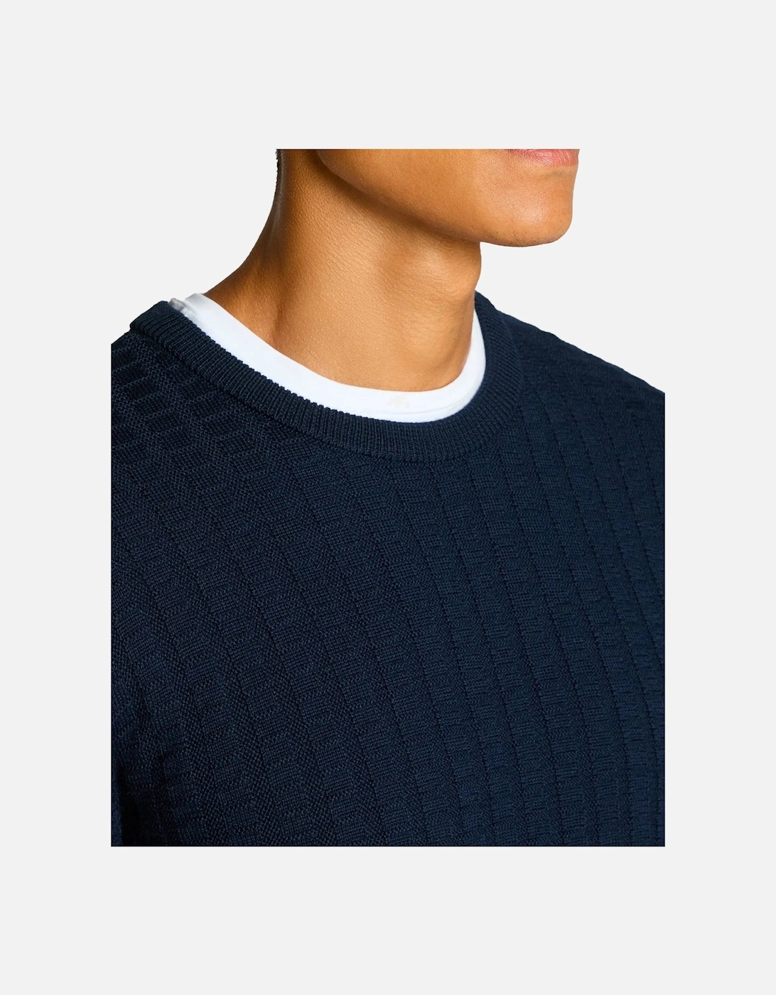 Rib crew neck sweater NAVY