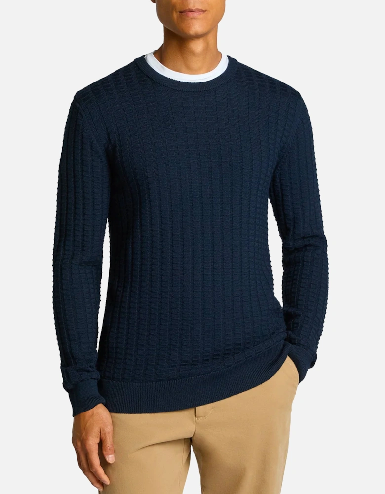 Rib crew neck sweater NAVY