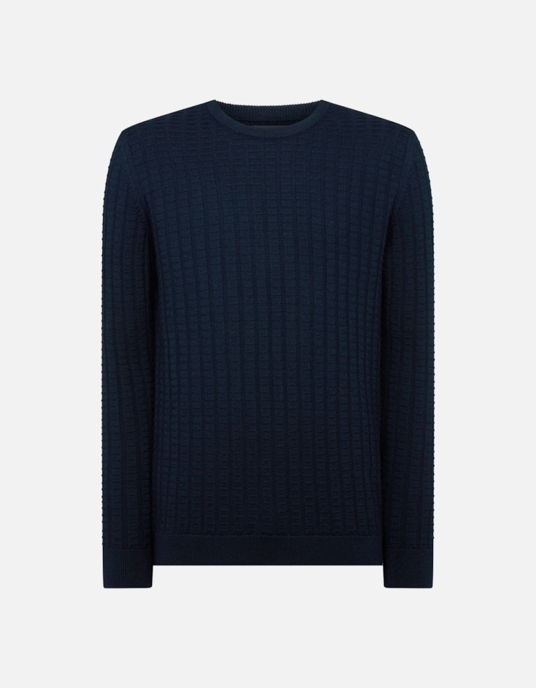 Rib crew neck sweater NAVY