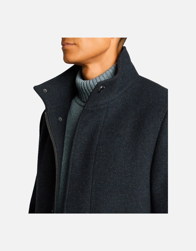 Jacob Regular Fit Wool Blend Coat Navy