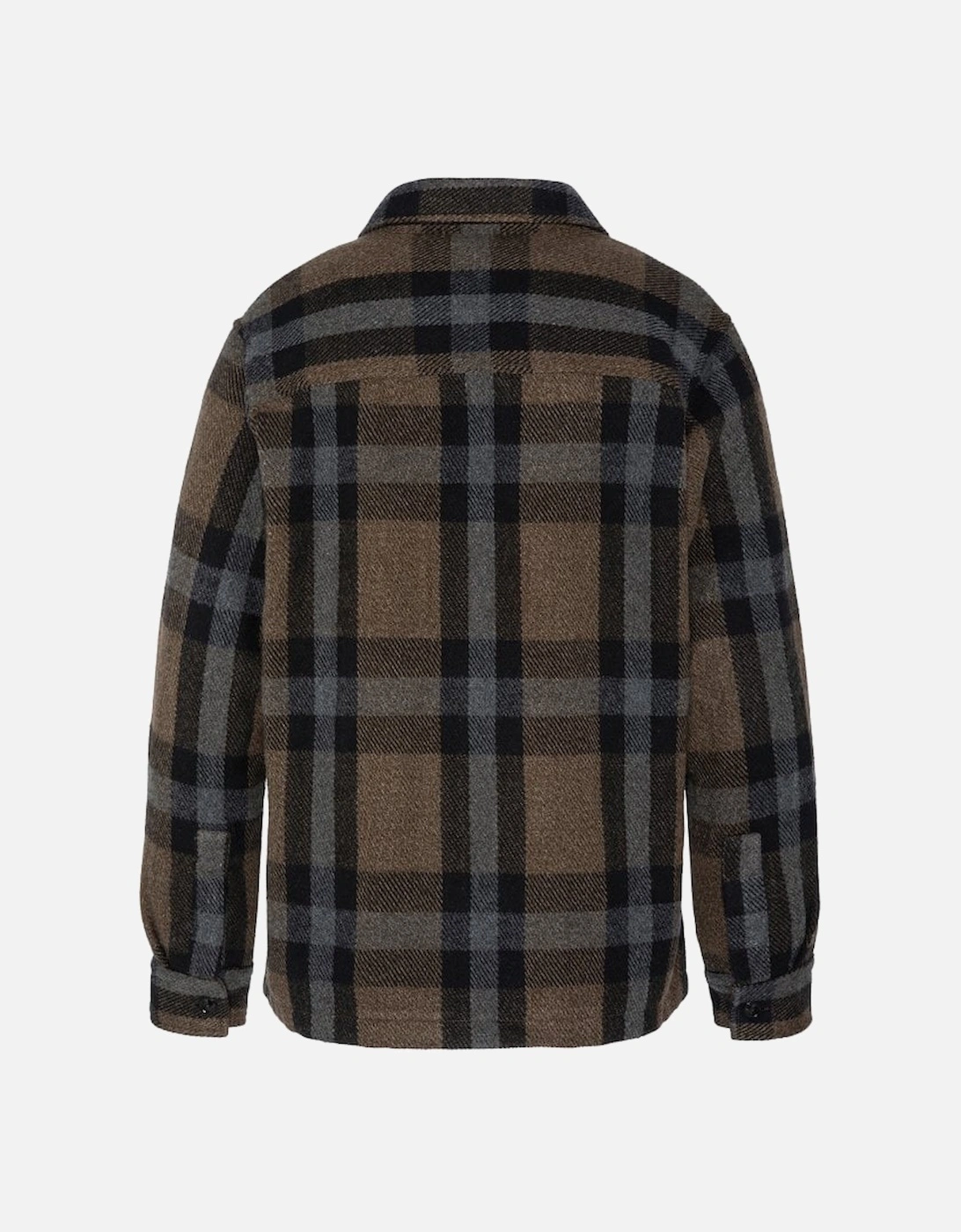 Wool Blend Flannel Check Overshirt Khaki