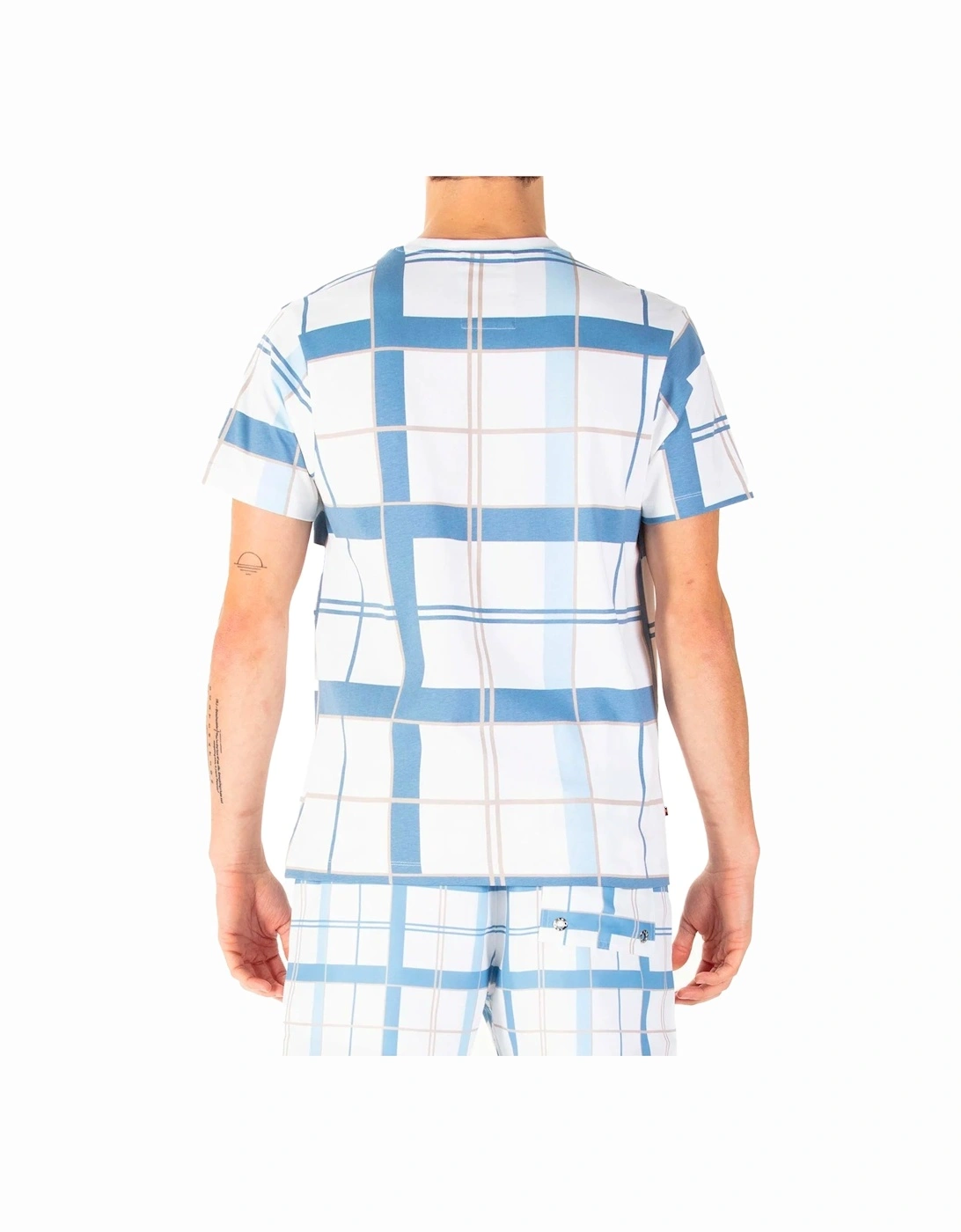 Luke Birdoswald Check T-shirt White Denim Blue
