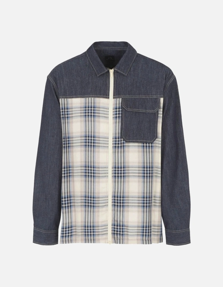 Man Check Denim Shirt Indigo Denim/check