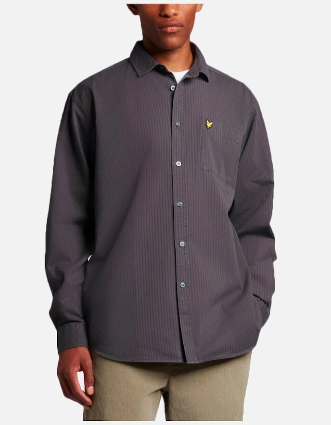 Lyle & Scott Tonal Stripe Long Sleeve Shirt Gunmetal, 3 of 2