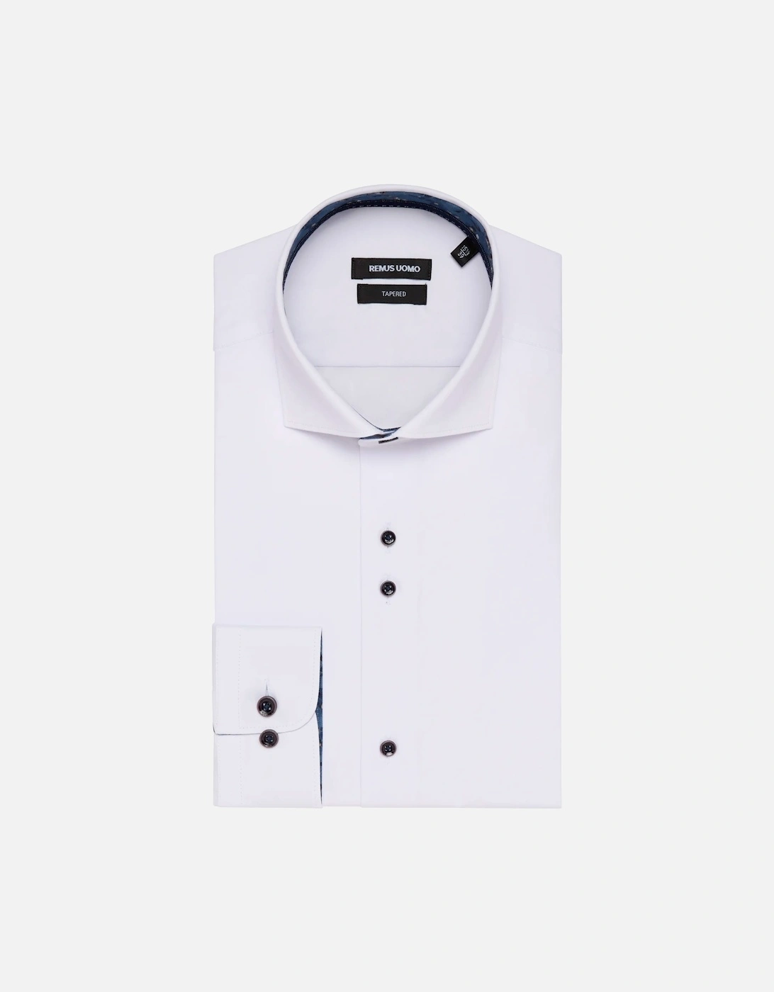 Tapered Fit Cotton Blend Stretch Shirt White