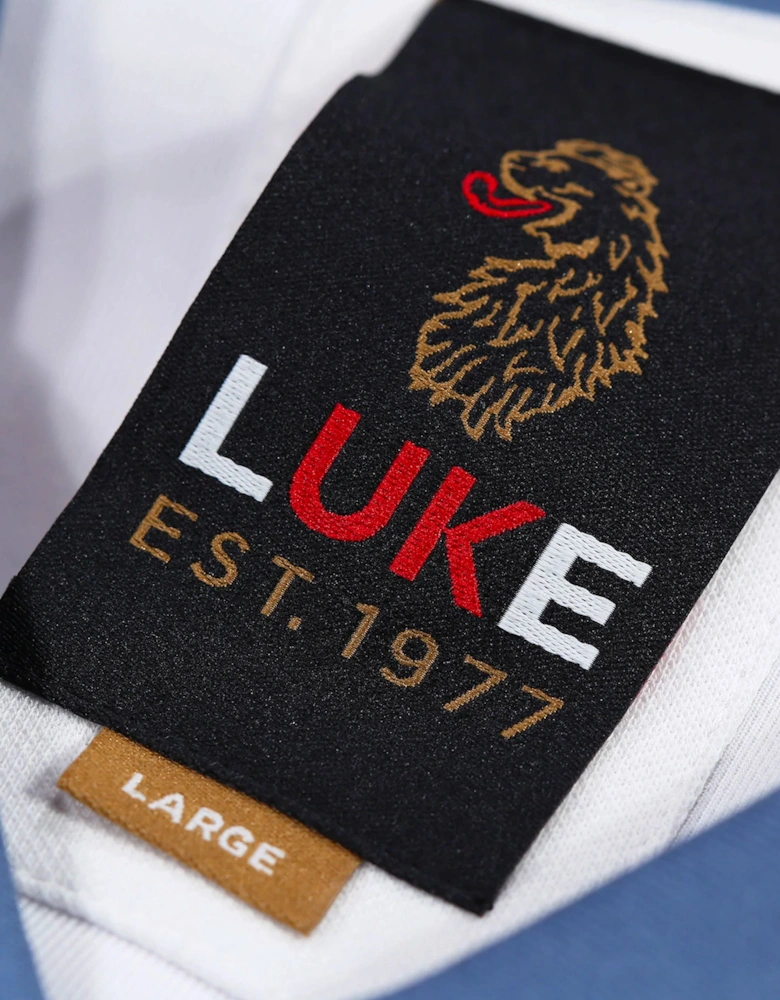 Luke Saddleworth Short Sleeve Polo Shirt White Blue