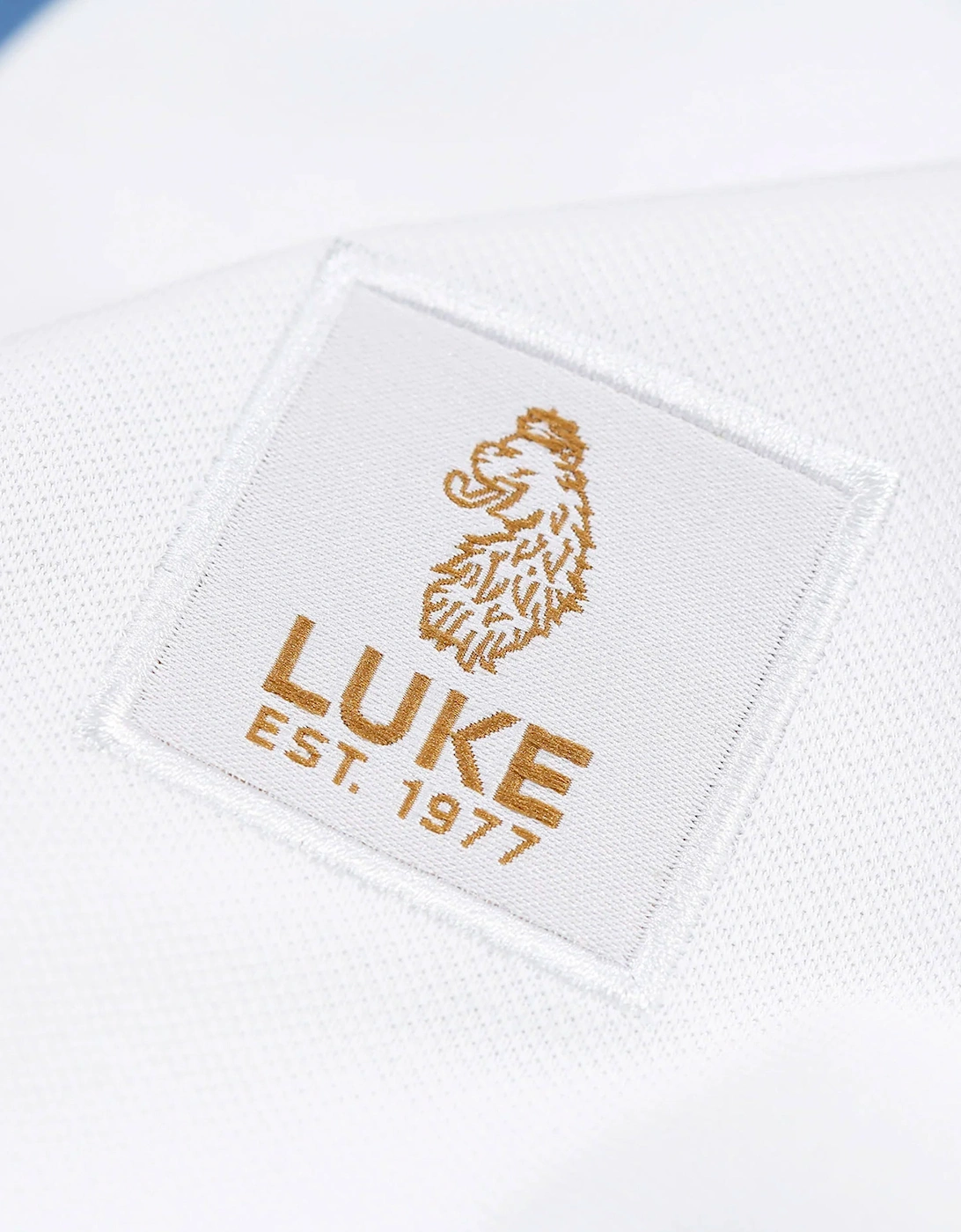 Luke Saddleworth Short Sleeve Polo Shirt White Blue