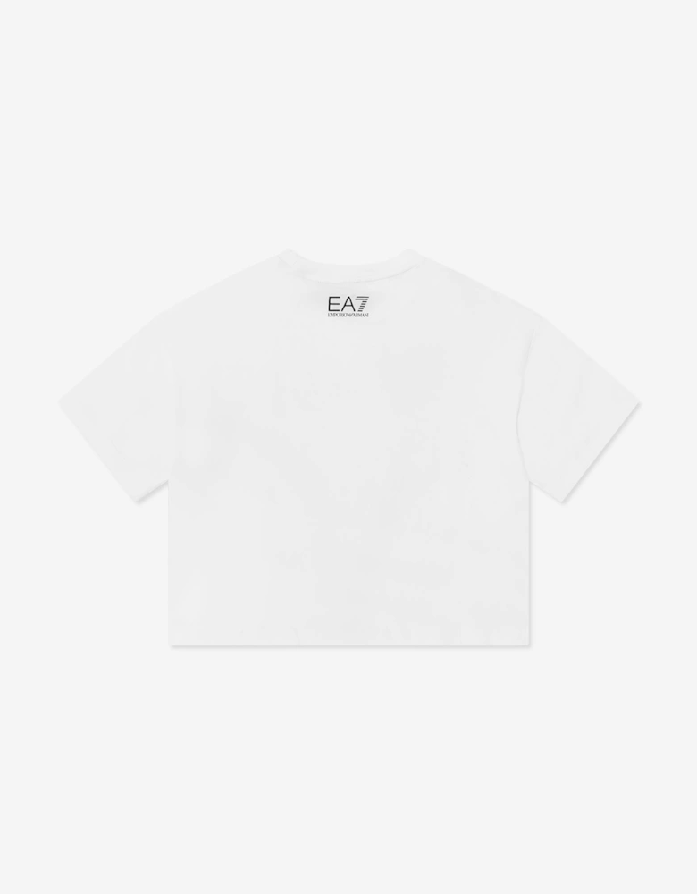 Emporio Armani Girls Train Logo T-Shirt in White