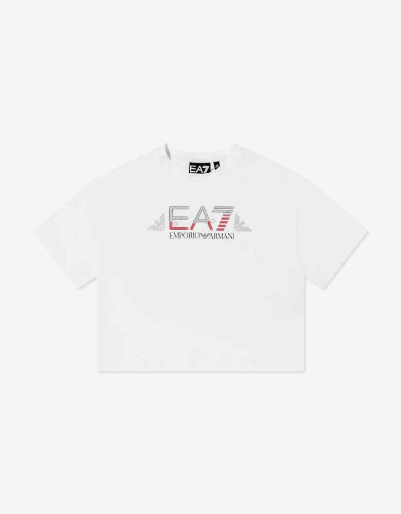 Emporio Armani Girls Train Logo T-Shirt in White