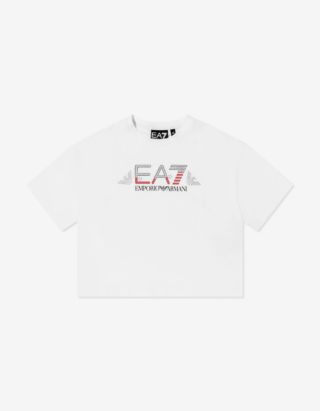 Emporio Armani Girls Train Logo T-Shirt in White, 5 of 4