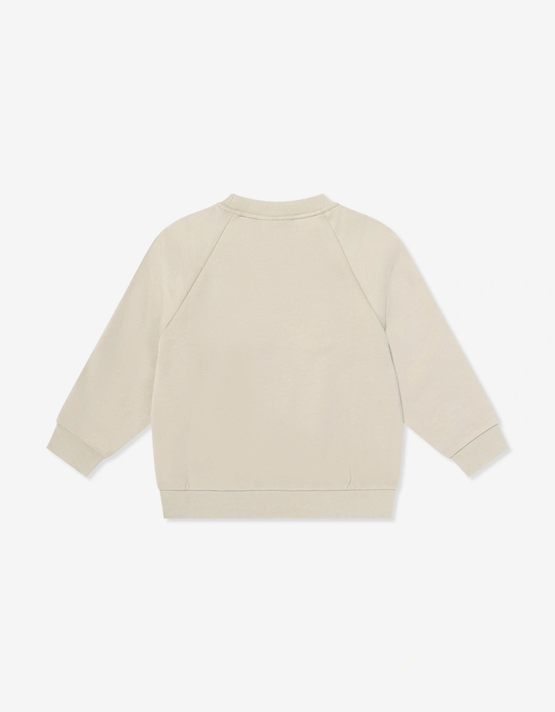 Emporio Armani Boys Train Logo Tape Sweatshirt in Beige