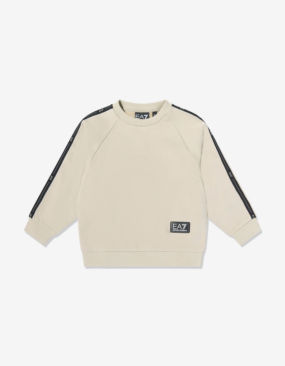 Emporio Armani Boys Train Logo Tape Sweatshirt in Beige, 5 of 4