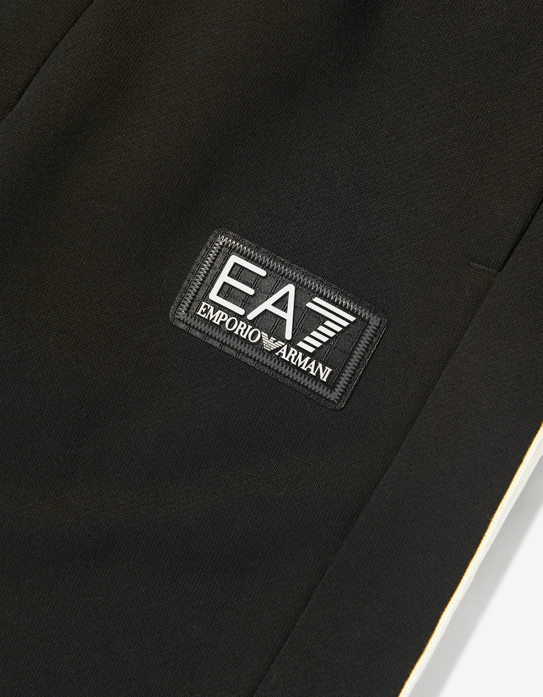 Emporio Armani Boys Train Logo Tape Joggers in Black