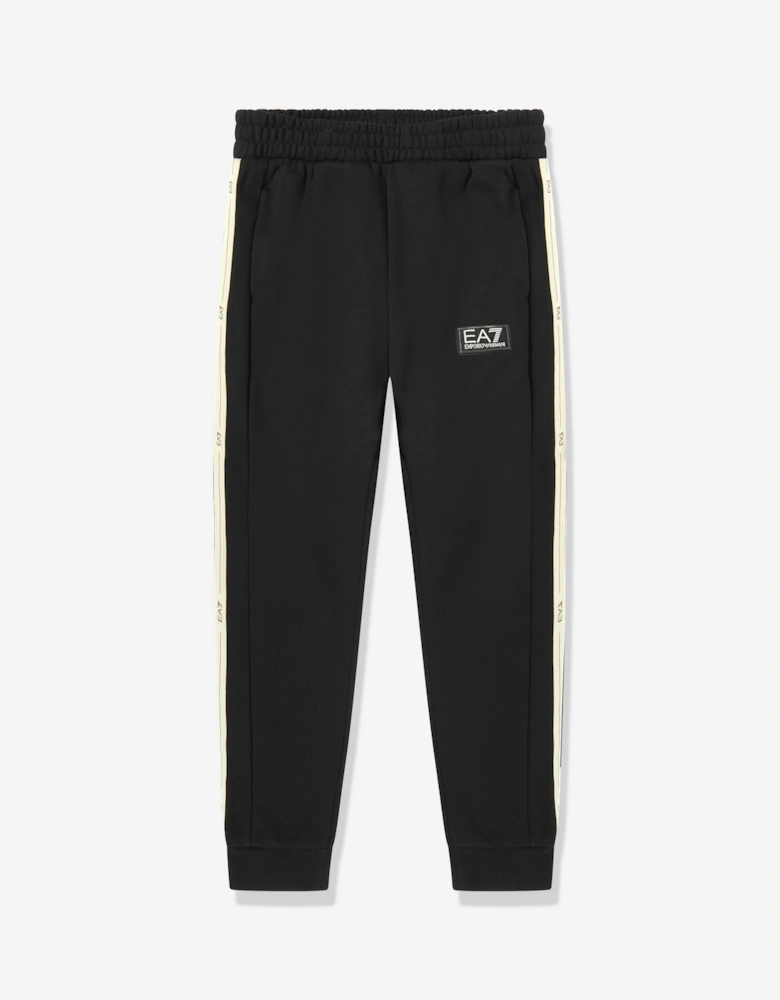 Emporio Armani Boys Train Logo Tape Joggers in Black