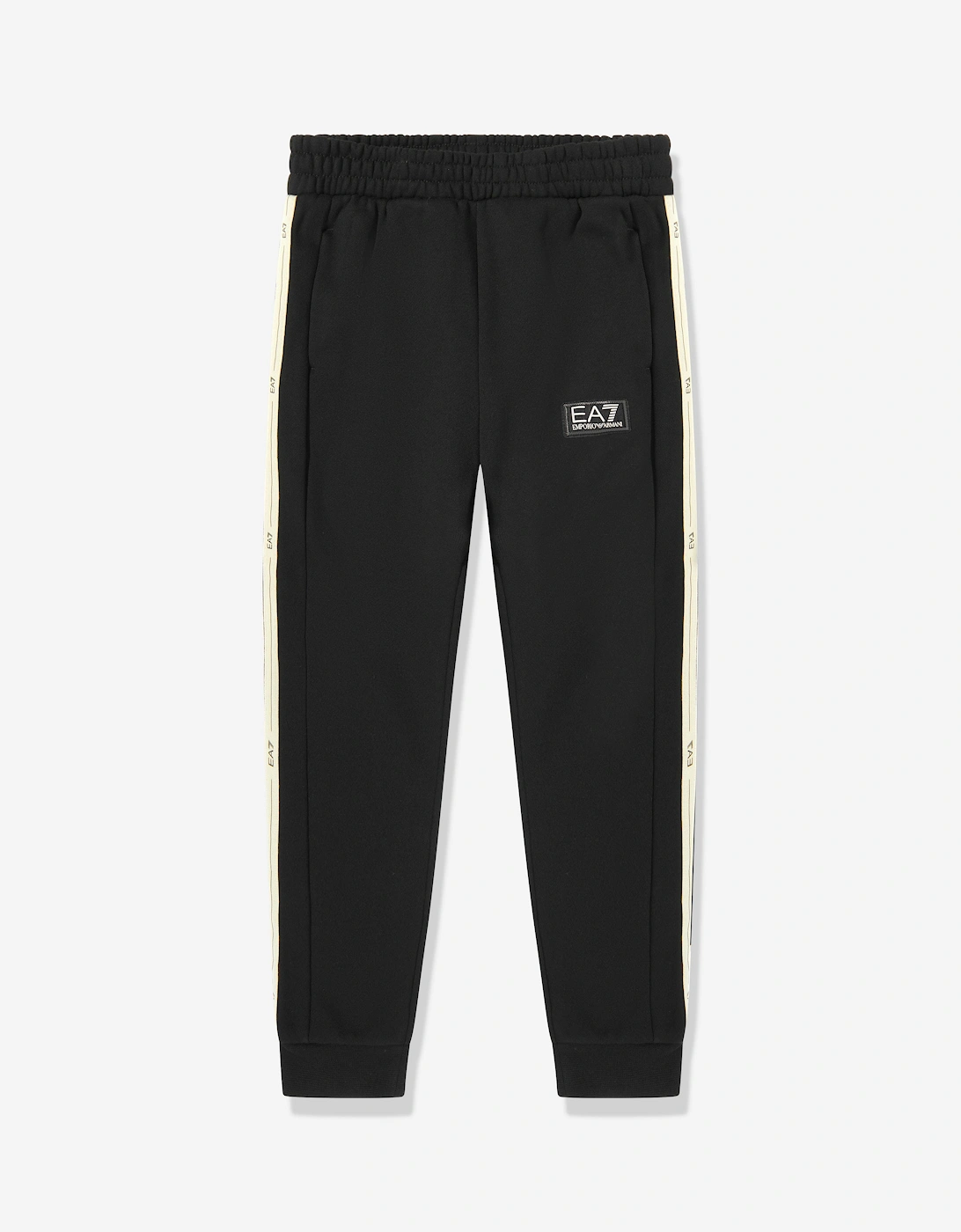 Boy's EA7 Emporio Armani Boys Train Logo Tape Joggers in Black - Size: 16 years