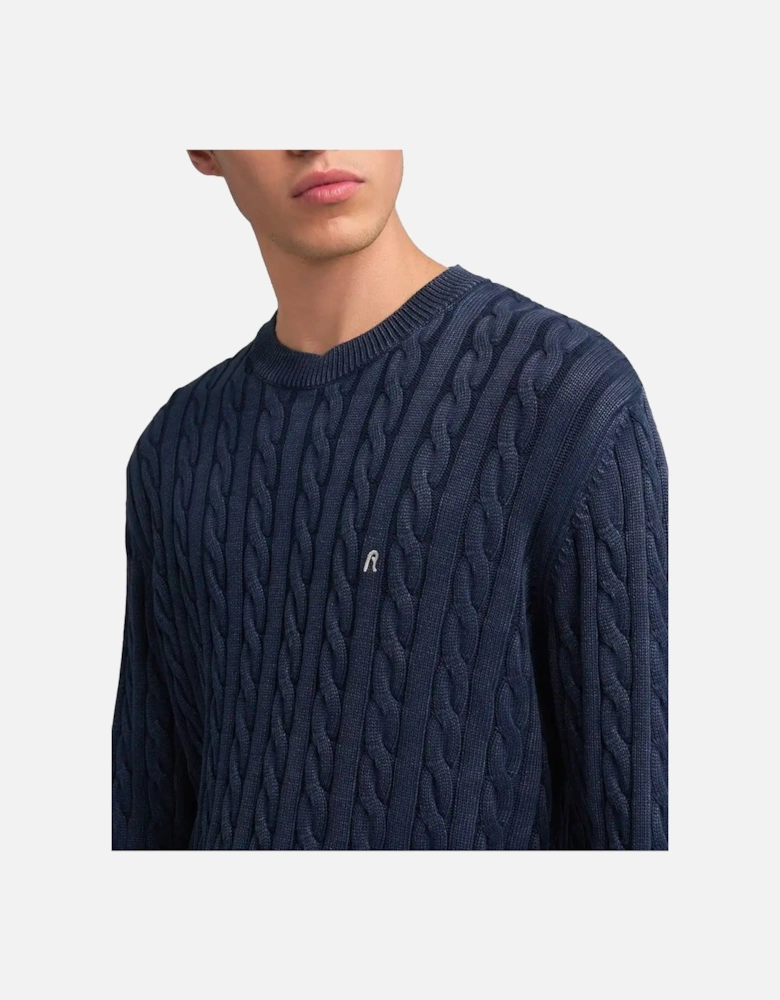 Cable Knit Jumper Dark Navy