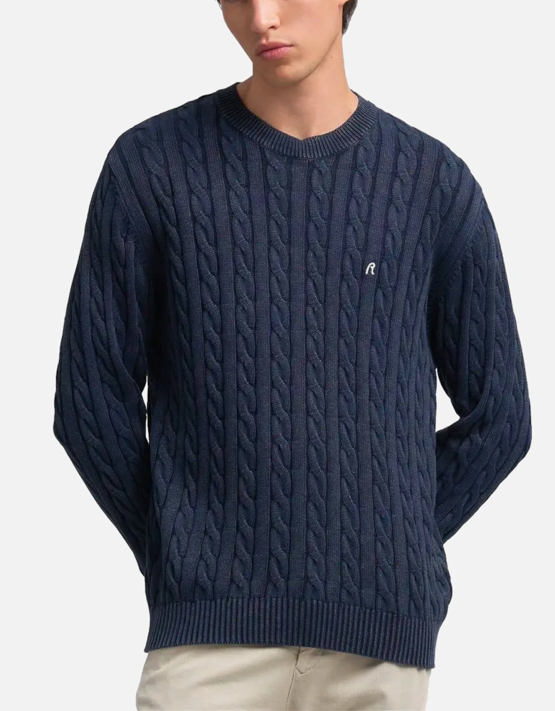 Cable Knit Jumper Dark Navy