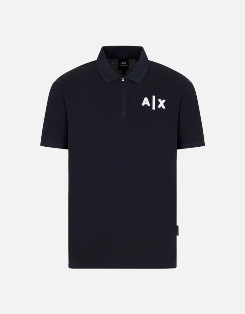 Jersey Zip Polo Shirt Navy
